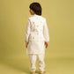 Rajwada White Viscose Silk Embroidered Stitched Kurta Set For Kids