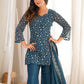 Rajwada Teal Blue Georgette Embellished Kurta Set For Women