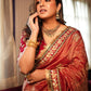 Rajwada Red Banarasi Crush Embellished Saree For Women