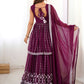 Rajwada Wine Georgette Embroidered Stitched Kurta Set For Women