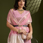 Rajwada Pink Silk Blend Woven Checked Saree For Women