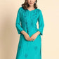 Rajwada Turquoise Rayon Embroidered Kurti For Women