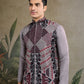 Rajwada Grey Viscose Silk Embroidered Stitched Kurta For Men