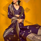 Rajwada Purple Silk Blend Woven Saree With Unstitched Blouse For Women