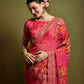 Rajwada Pink Georgette Embroidered Printed Saree For Women