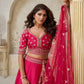 Rajwada Pink Silk Blend Embroidered Semi-Stitched Lehenga For Women