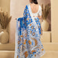 Rajwada Sky Blue Cotton Linen Zari Work Saree For Women