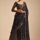 Rajwada Black Georgette Embellished Semi Stitched Lehenga For Women