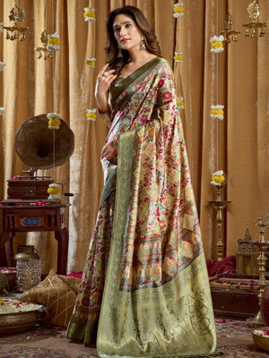 Rajwada Multicolor Silk Blend Printed Saree For Women