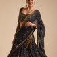 Rajwada Black Georgette Embellished Semi Stitched Lehenga For Women