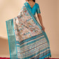 Rajwada Sea Green Silk Blend Printed Saree For Women