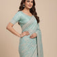 Rajwada Sky Blue Organza Embroidered Solid Saree For Women