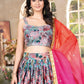 Rajwada Multicolor Organza Printed Semi-Stitched lehenga For Women