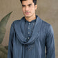 Rajwada Grey Viscose Rayon Embellished Stitched Kurta For Men