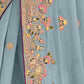 Rajwada Sea Green Georgette Embroidered Elegant Saree For Women