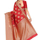 Rajwada Red Silk Blend Embellished Saree For Women