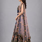 Dark Blue Silk Blend Embroidered Lehenga