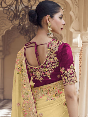 Rajwada Yellow Georgette Embroidered Elegant Saree For Women