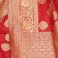 Rajwada Red Silk Blend Embellished Saree For Women