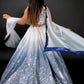 Rajwada Women White And Blue Georgette Sequins Semi Stitched Lehenga Choli