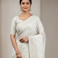 Rajwada White Organza Embroidered Solid Saree For Women