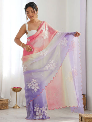 Rajwada Multicolor Silk Blend Embellished Saree For Women