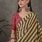 Rajwada Olive And Cream Silk Blend Printed Elegant Saree For Women