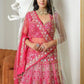 Rajwada Pink Satin Embellished Semi Stitched Lehenga For Women