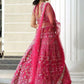 Rajwada Pink Satin Embellished Semi Stitched Lehenga For Women