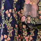 Dark Blue Silk Blend Embroidered Lehenga