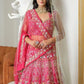 Rajwada Pink Satin Embellished Semi Stitched Lehenga For Women