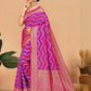 Rajwada Pink And Blue Woven Banarasi Silk Saree With Unstitched Blouse for Women