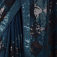 Rajwada Teal Georgette Sequin Elegant Saree For Women