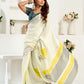 Rajwada White Cotton Linen Zari Work Saree For Women