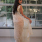 Rajwada Ivory Georgette Embroidered Solid Saree For Women
