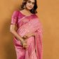 Rajwada Pink Cotton Blend Solid Saree For Women