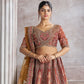 Rajwada Mauve Banarasi Silk Embroidered Semi-Stitched Lehenga For Women