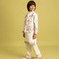 Rajwada White Viscose Silk Embroidered Stitched Kurta Set For Kids