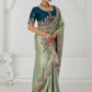 Rajwada Light Green Viscose Silk Embroidered Saree For Women