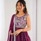 Rajwada Wine Georgette Embroidered Stitched Kurta Set For Women