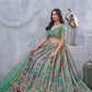 Rajwada Green Organza Embellished Semi-Stitched Lehenga With Unstitched Blouse For Women