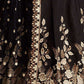 Rajwada Black Silk Blend Embroidered Semi-Stitched lehenga For Women