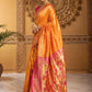 Rajwada Orange Silk Blend Woven Pithani Saree For Women