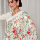 Rajwada White Georgette Printed Saree With Unstitched Blouse For Women