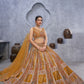 Rajwada Mustard Organza Embellished Semi-Stitched Lehenga With Unstitched Blouse For Women