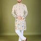 Rajwada Ivory Viscose Rayon Stitched Kurta For Men