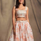 Rajwada White Organza Printed And Embriodered Semi-Stitched Lehenga For Women
