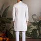 Rajwada White Silk Blend Embroidered Stitched Kurta For Men
