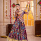 Rajwada Purple Cotton Blend Embroidered  Semi-Stitched Lehenga For Women