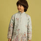 Rajwada Pista Green Viscose Silk Embroidered Kurta Set For Kids
